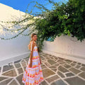 Contrast Color Cake Lace Printing Dress - Norellé