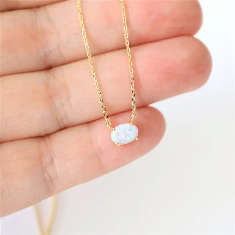 Popular Personalized S925 Silver Inlaid Opal Necklace - Norellé