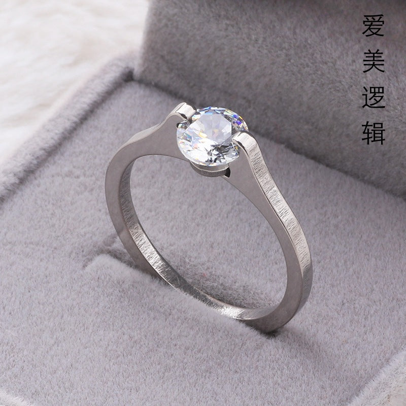 Fashion Diamond Ring Titanium Steel Ornament Simple Female Niche Jewelry Stainless Steel - Norellé