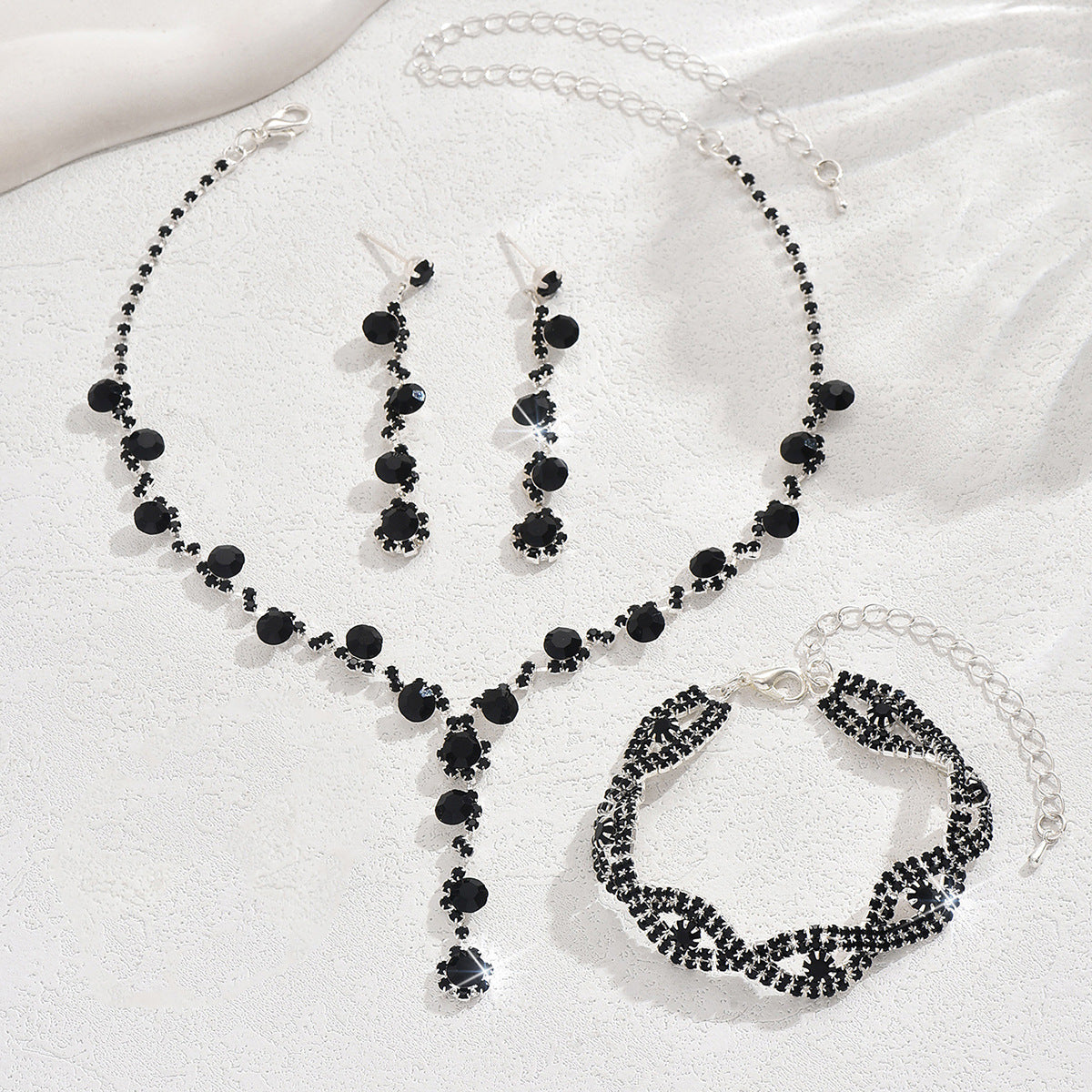 Fashion Crystal Necklace Ear Stud Bracelet Jewelry Accessories - Norellé