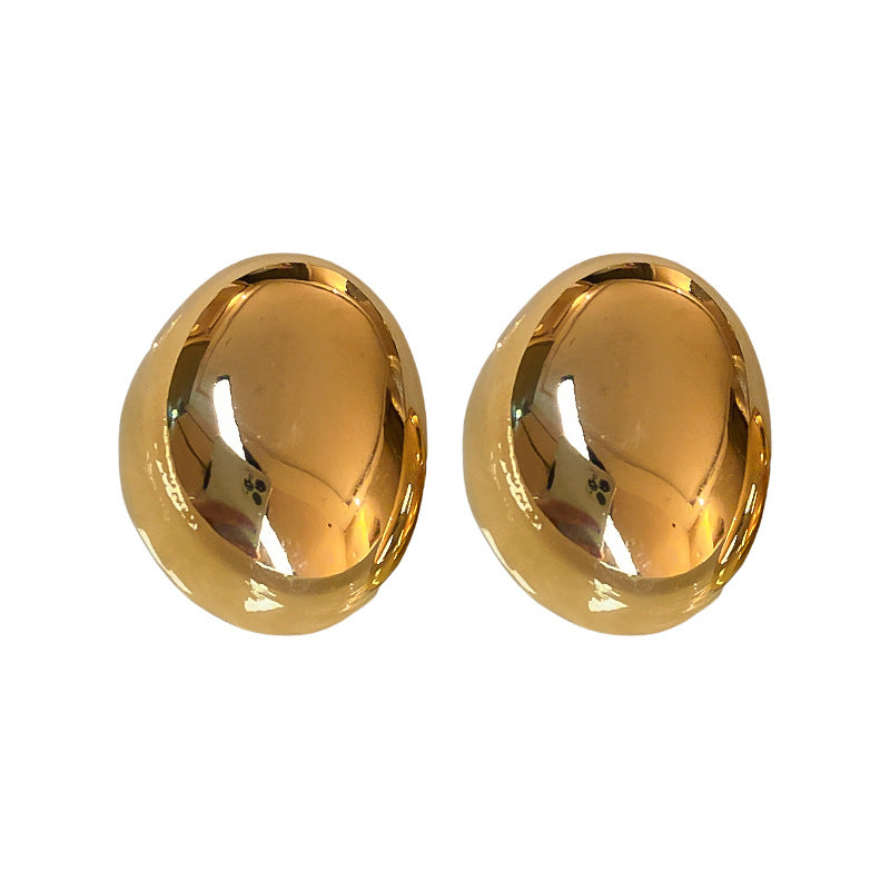 Gold Plated Silver Needle Irregular Oval Earrings - Norellé