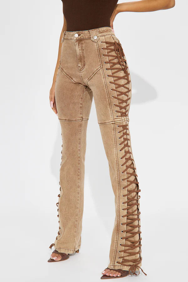 Women's Wear Bandage Drawstring Hot Girl Jeans - Norellé