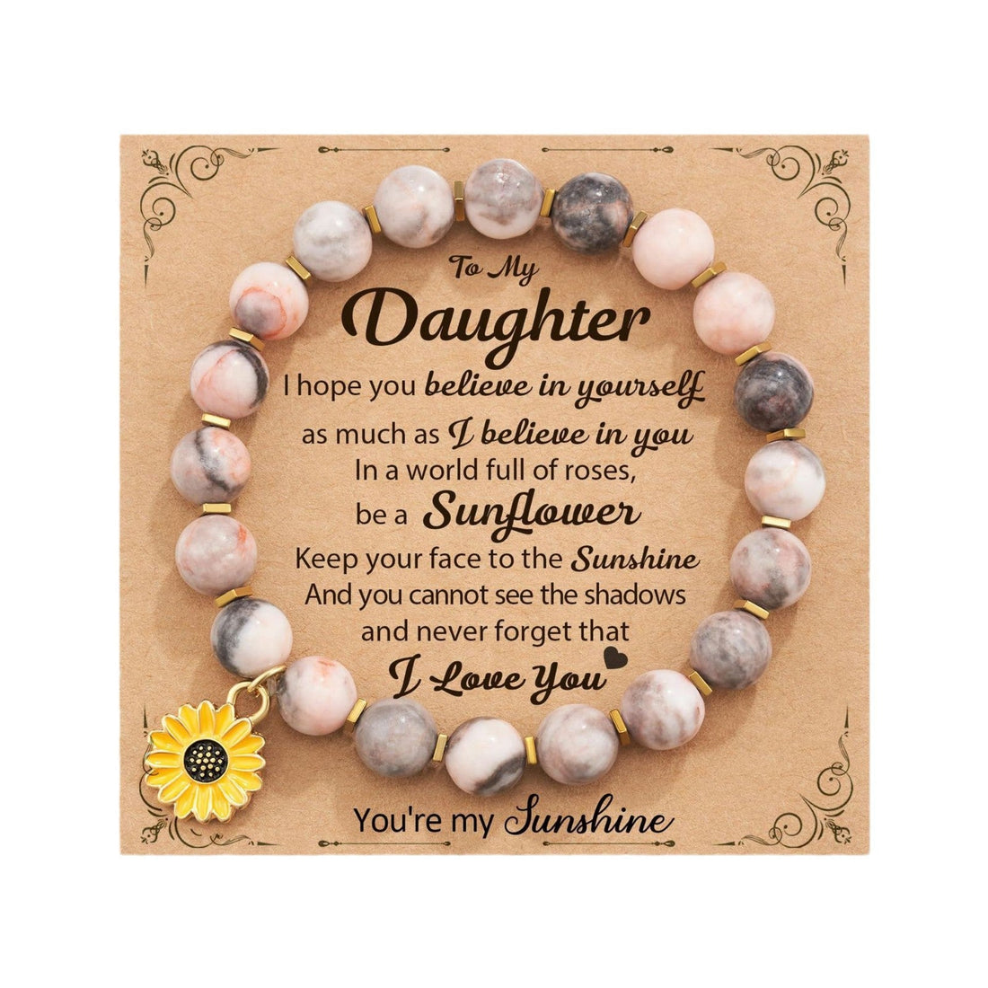 Zebra Sunflower Bracelet Natural Stone Bracelet - Norellé