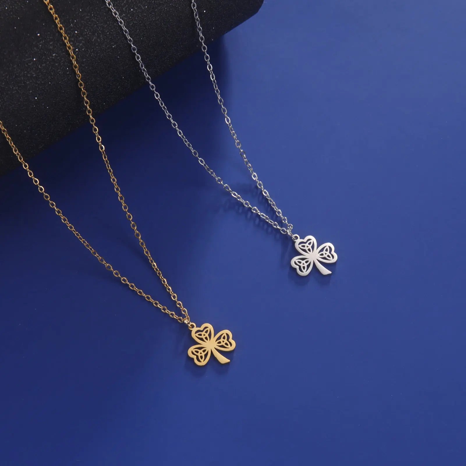 Hollow Personality Celtic Knot Clover Pendant Stainless Steel Necklace - Norellé