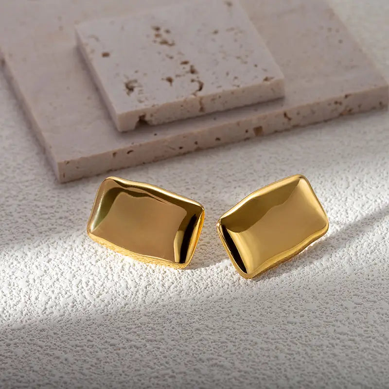 Titanium Steel Rectangular Glossy Female Stud Earrings