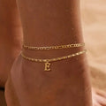 26 Initial Letter Anklets Gold Double Layer Chain Anklet Twin - Norellé