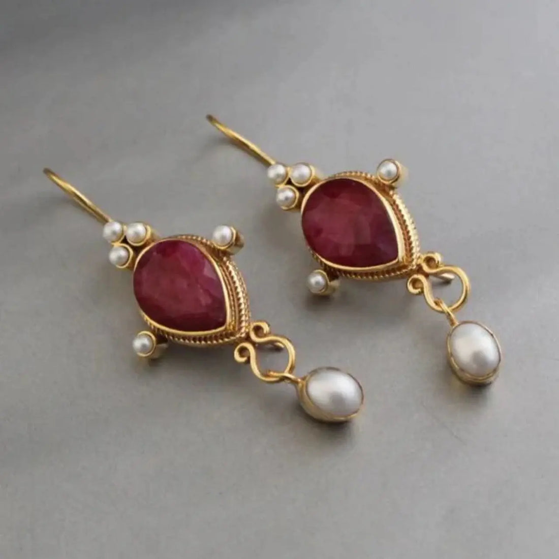 Pearl Pendant Inlaid Gemstone Earrings Original - Norellé