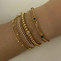 Fashion Stainless Steel Electroplated Small Golden Beads Multi-layer Twin Bracelet - Norellé