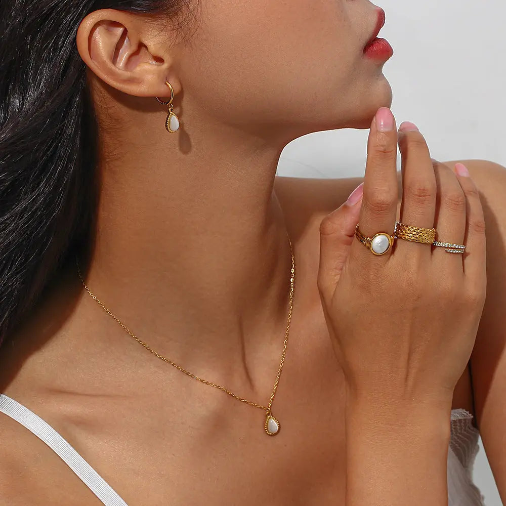 Fashion Minimalistic Water Drops Opal Eardrop Earring - Norellé