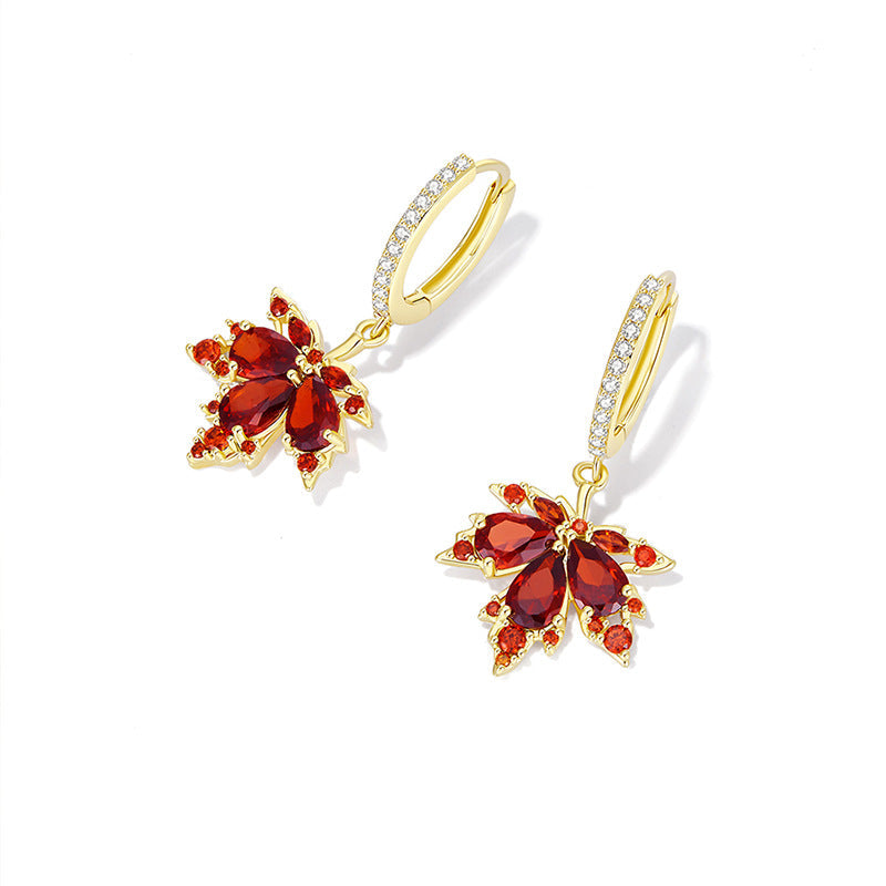 Fashion All-match Red Maple Leaf Ear Retaining Ring - Norellé