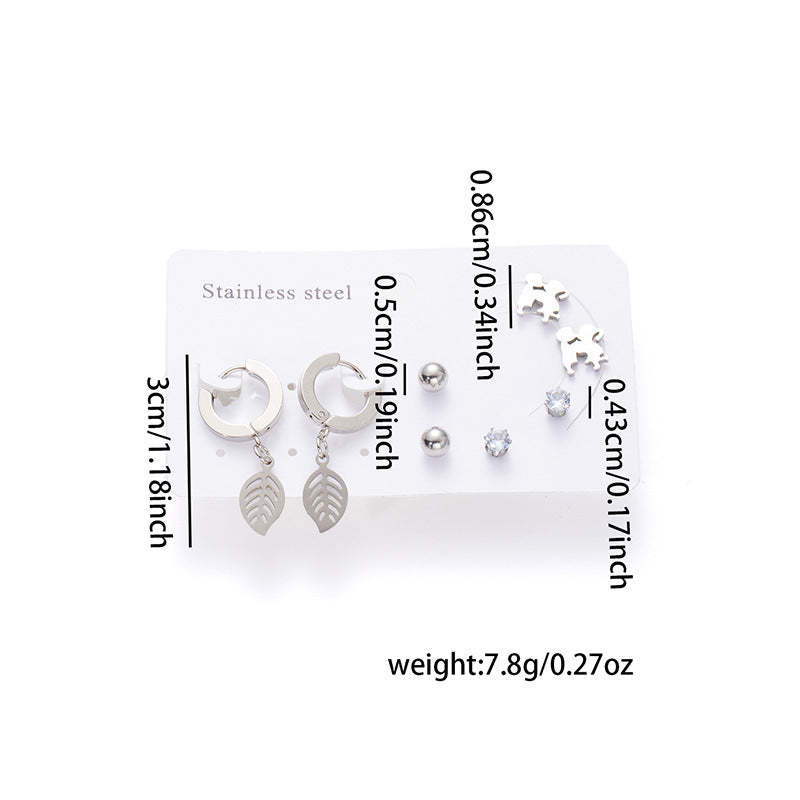 Fashion Simple Titanium Steel Earrings Creative Cross Love Butterfly - Norellé