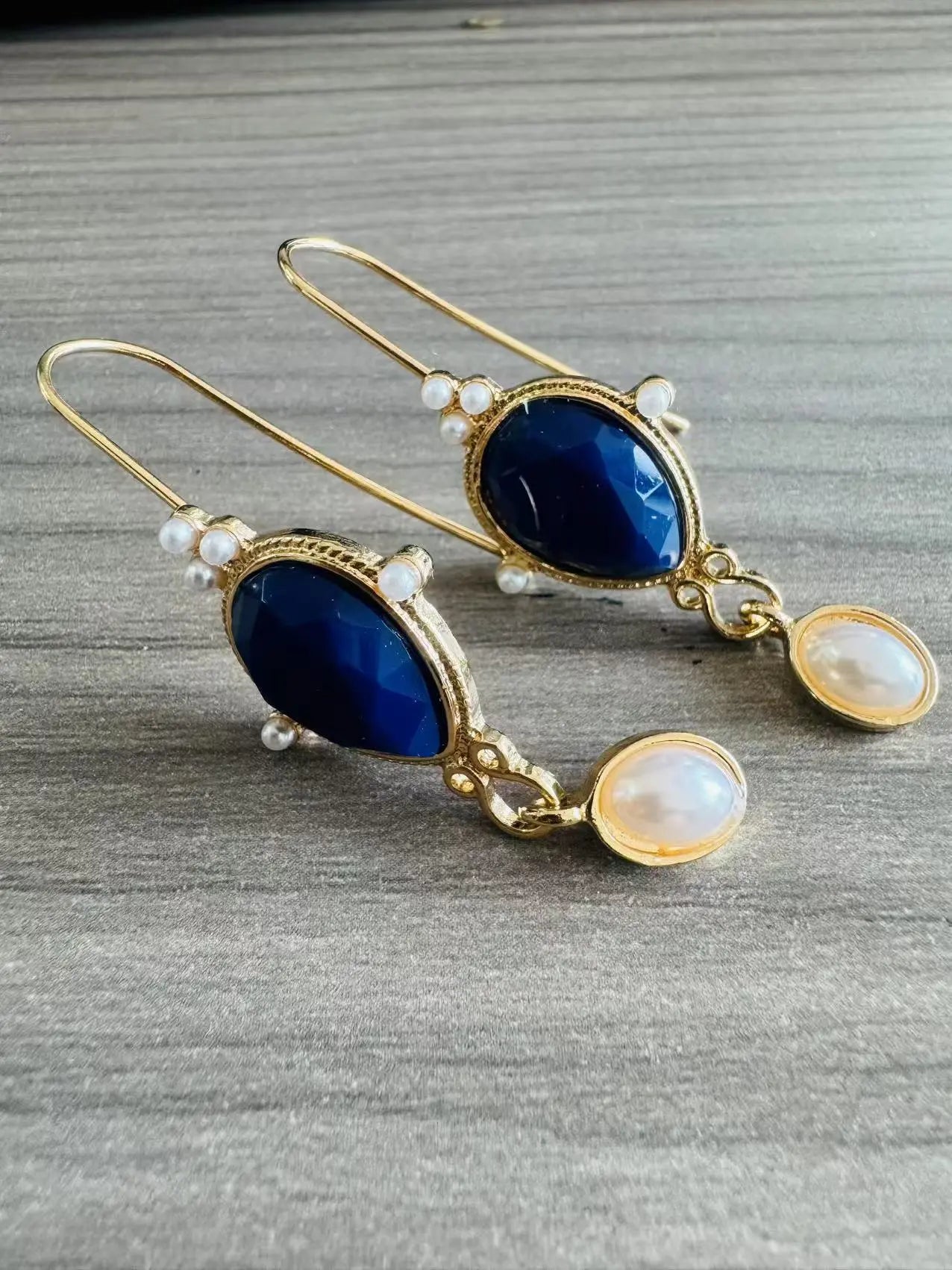 Pearl Pendant Inlaid Gemstone Earrings Original - Norellé