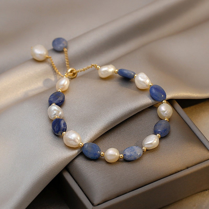 Blue Aventurine Freshwater Pearl Crystal Bracelet For Women - Norellé