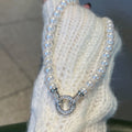 Retro Micro-inlaid Round Buckle Pearl Short Necklace - Norellé