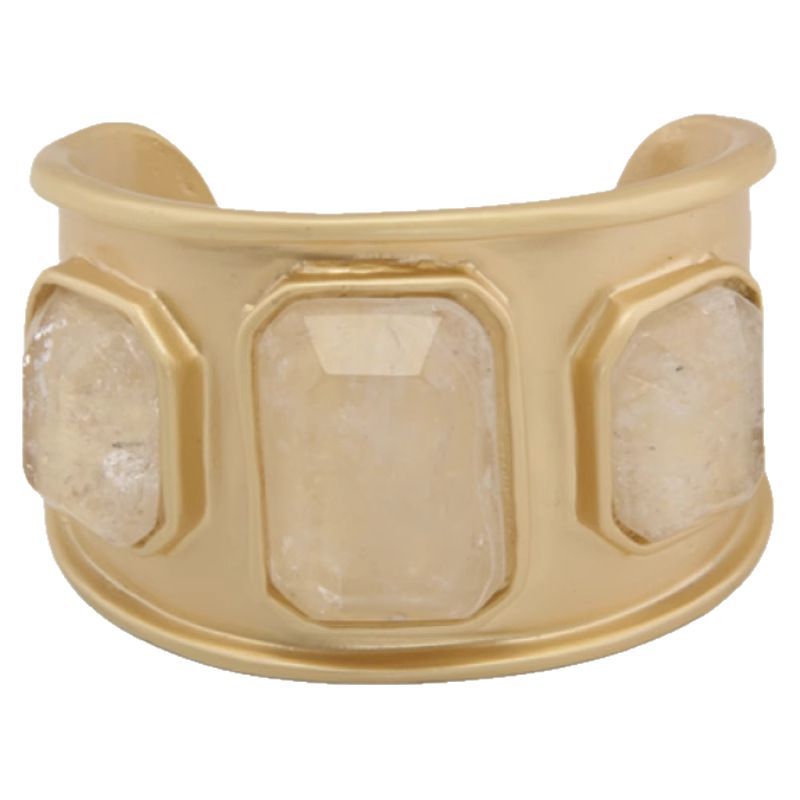 Gold Large Square Crystal Wide Bracelet - Norellé