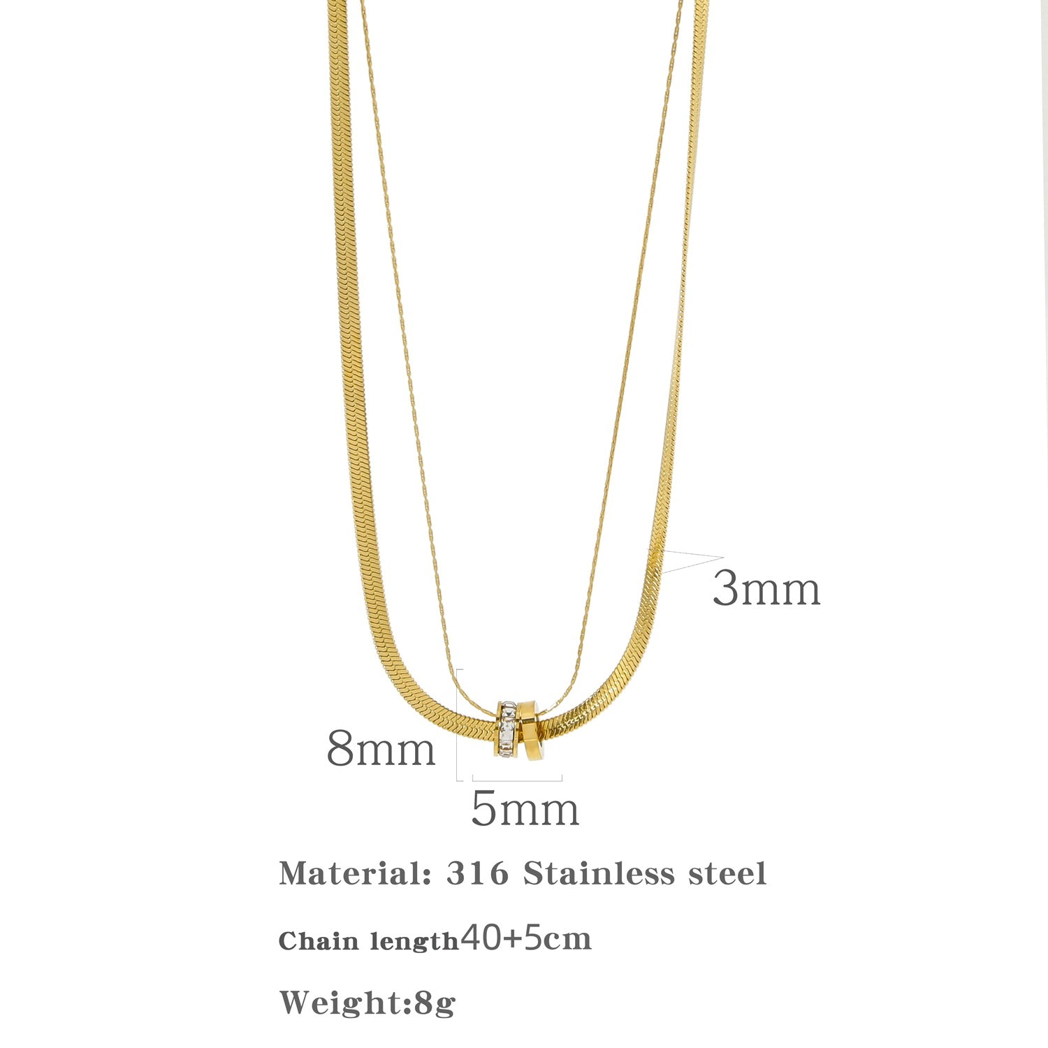 New Double-layer Micro-inlaid Luck Bringer Necklace - Norellé