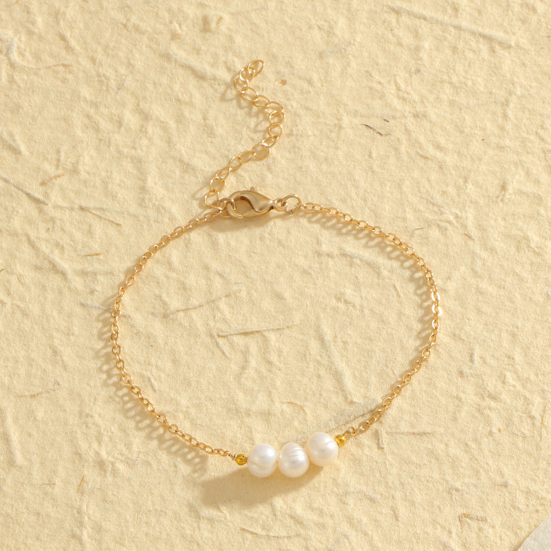 Gold Three Natural Freshwater Pearl Bracelet - Norellé