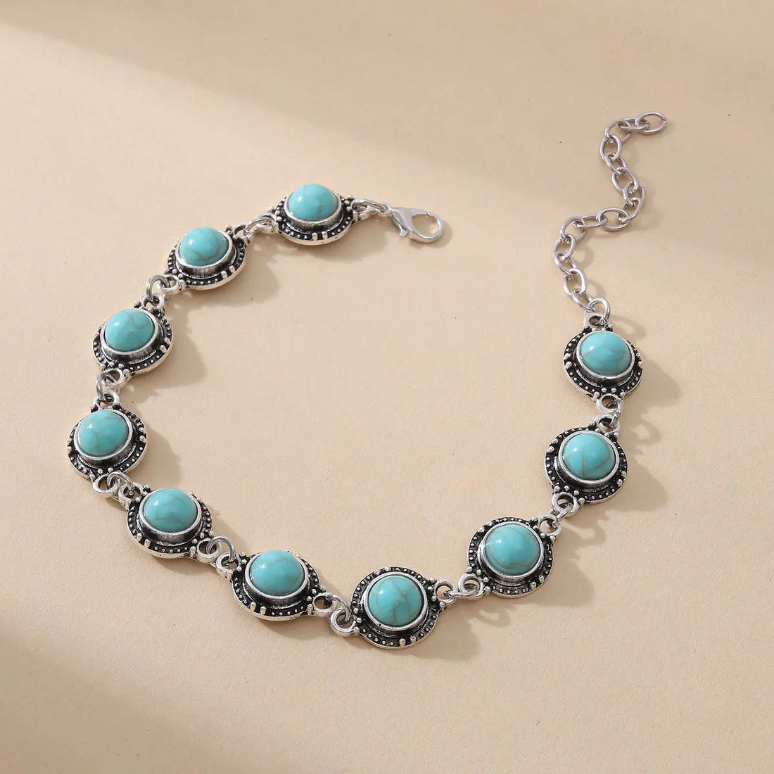 Simple All-match Retro National Style Anklets Beach Holiday Fashion Metal Alloy Turquoise Foot Ornaments - Norellé