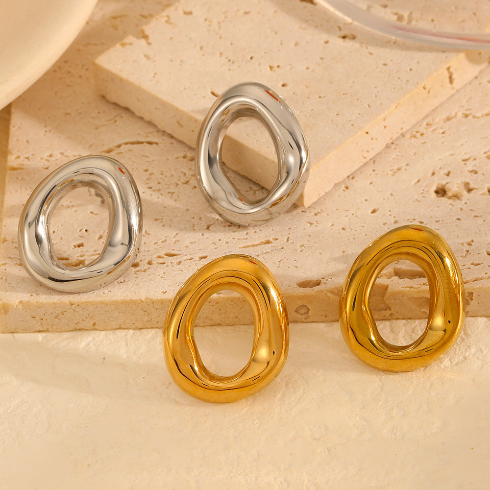 New Hollow Titanium Steel Ear Studs Women - Norellé