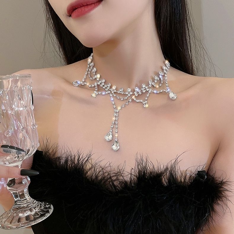 New Rhinestone Pearl Tassel Double-layer Necklace - Norellé