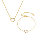 Stainless Steel Fully Jeweled Loving Heart Zircon Non-fading Texture Bracelet For Women - Norellé