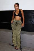 Women's Wear Bandage Drawstring Hot Girl Jeans - Norellé