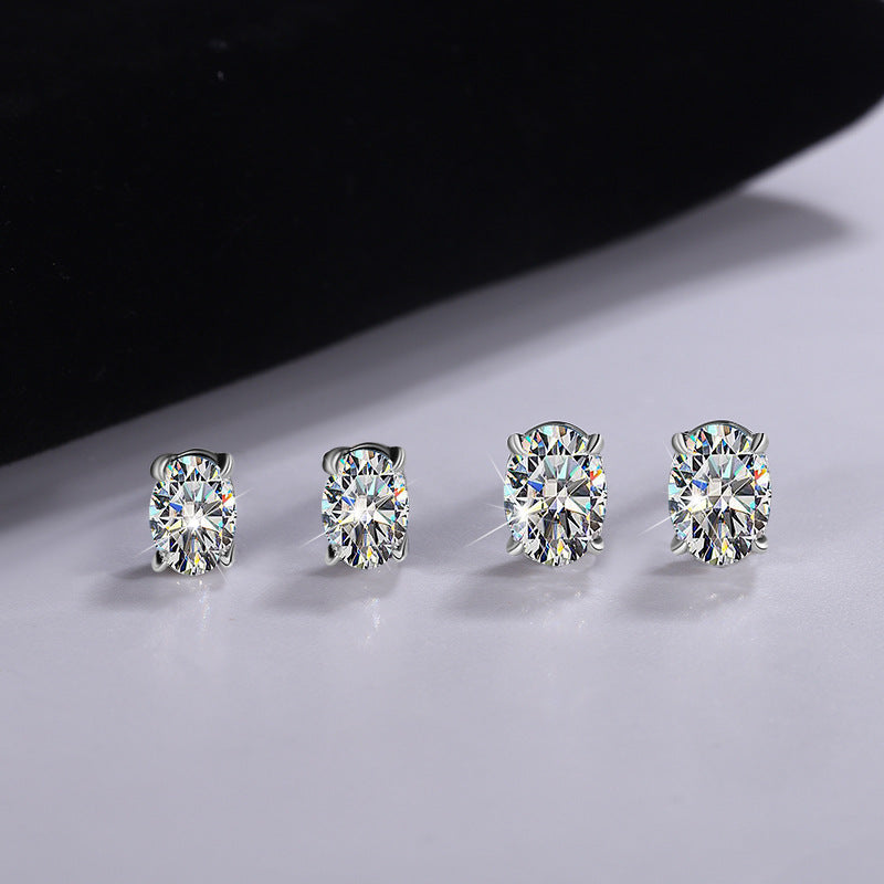 925 Sterling Silver Big Diamond Moissanite Earrings - Norellé