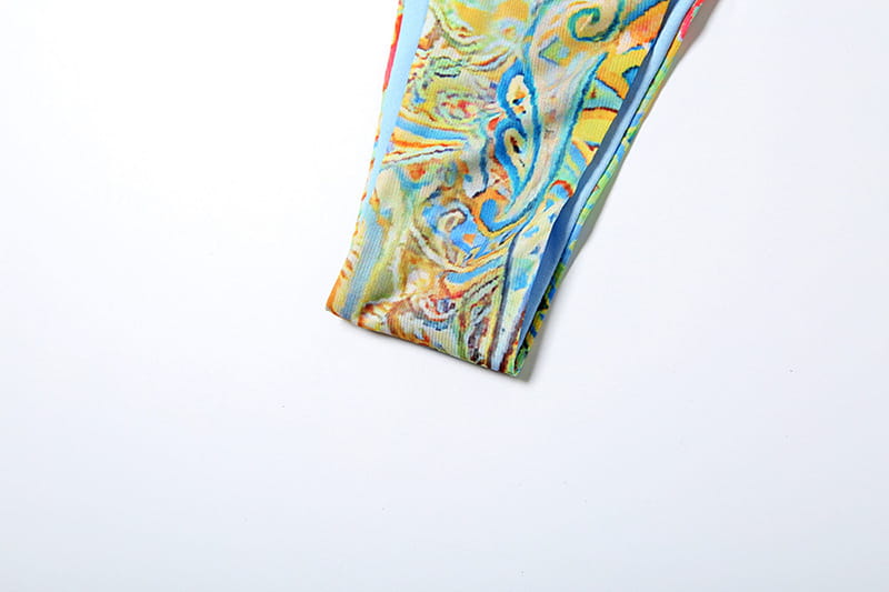 Women’s Printing Color Contrast Lace-up Three-piece Set