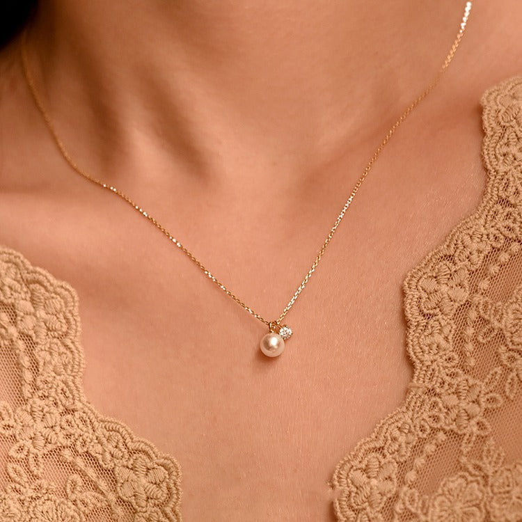 S925 Silver Plating 18K Dold Pearl Shell Pearls Necklace Simple French Style - Norellé