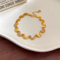 24k Real Gold Electroplated Diamond Wave Bracelet Light Luxury High Sense - Norellé