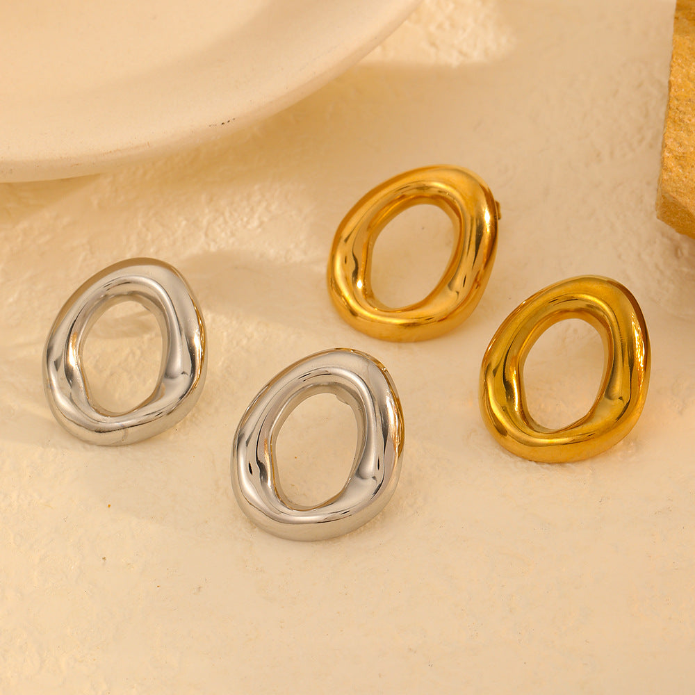 New Hollow Titanium Steel Ear Studs Women - Norellé