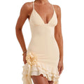 Solid Color Three-dimensional Flower Suspender Skirt - Norellé
