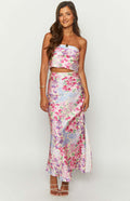 Women's Print Chest-wrapped Floral Slit Skirt - Norellé