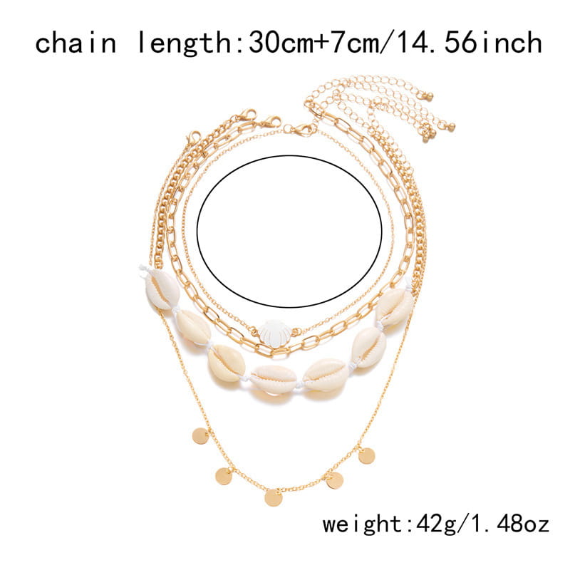 Summer Retro Vacation Style Beach Shell Artificial Pearl Conch Multi-layer Women’s Necklace