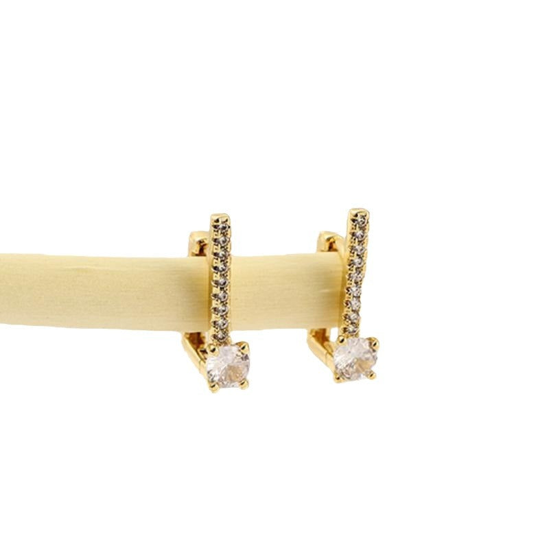 Exquisite Geometric Square Zircon Earrings Temperament Entry Lux - Norellé