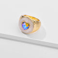 Colorful Crystals Oil Drop Peach Heart Crystal Ring - Norellé