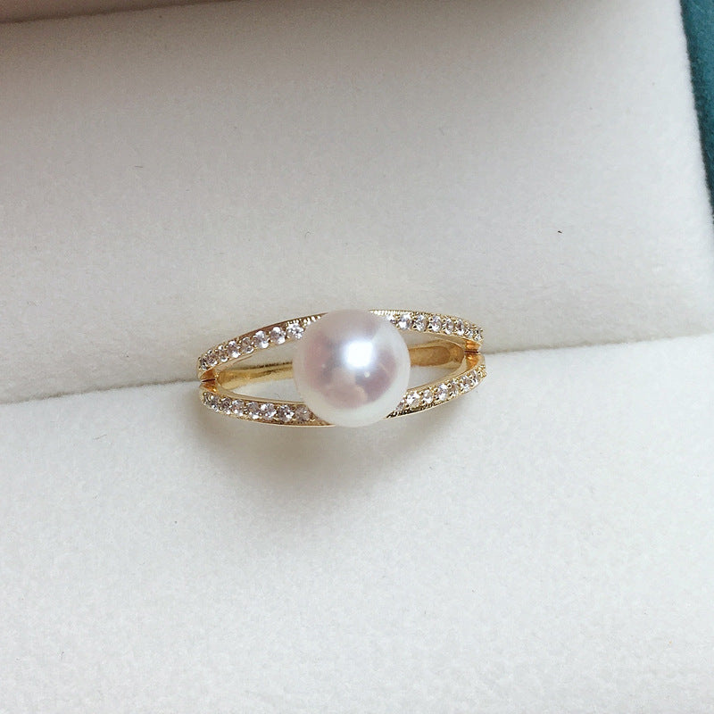 Simple AAA Zircon Natural Freshwater Pearl Ring - Norellé
