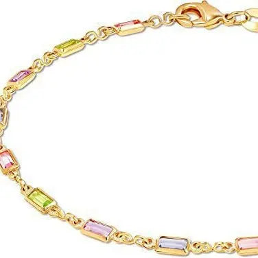 Colorful Women's Crystal Glass Round Oval Square Colored Anklet - Norellé