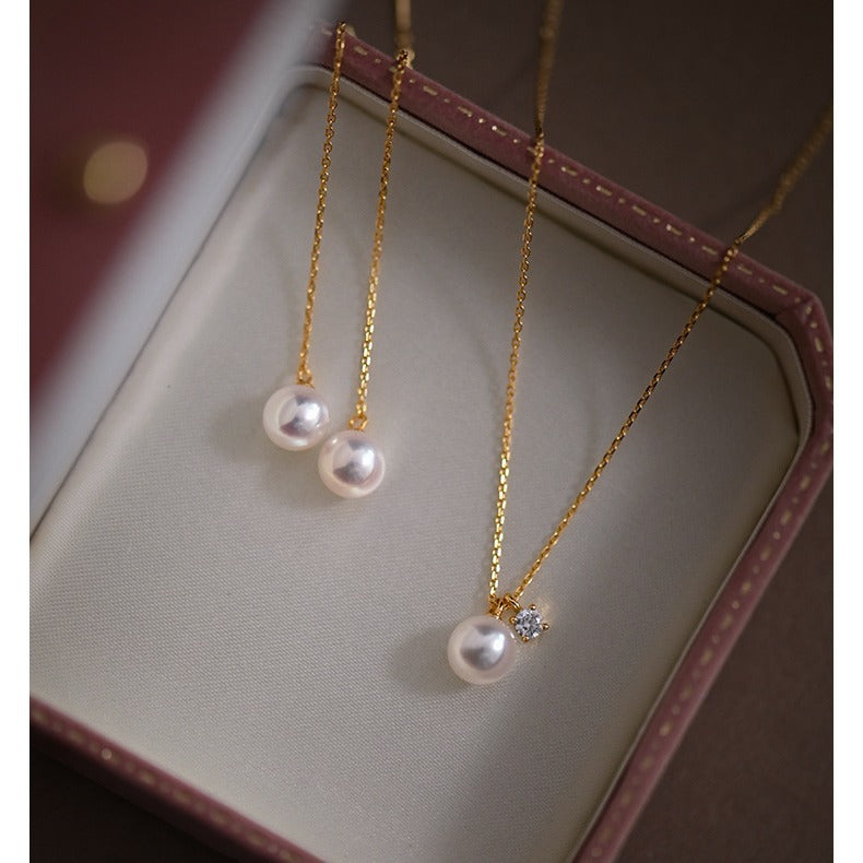 S925 Silver Plating 18K Dold Pearl Shell Pearls Necklace Simple French Style - Norellé