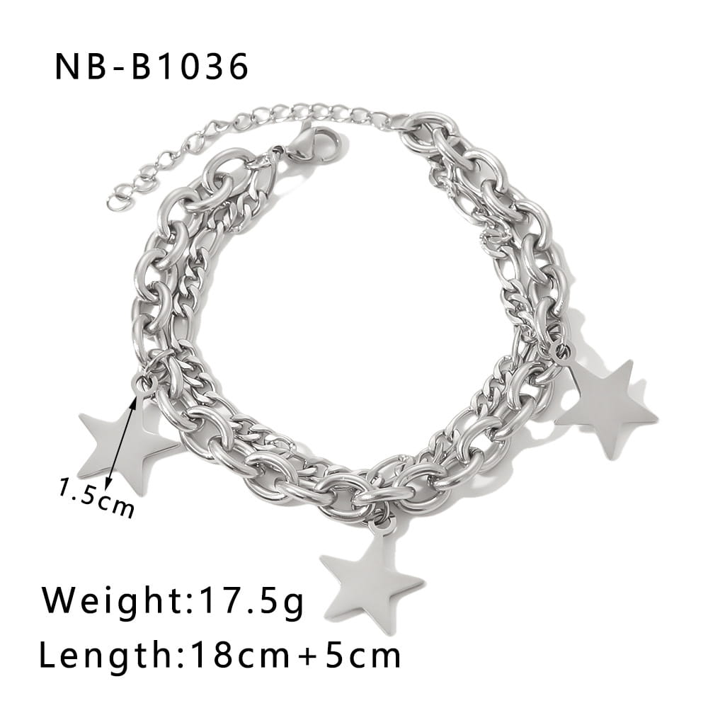 Fashion Unisex Style Retro Double-layer Five-pointed Star Chain