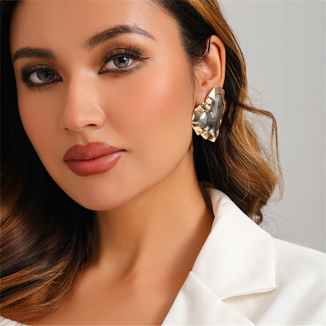 New European And American Fashion Love Color-block Ear Stud - Norellé