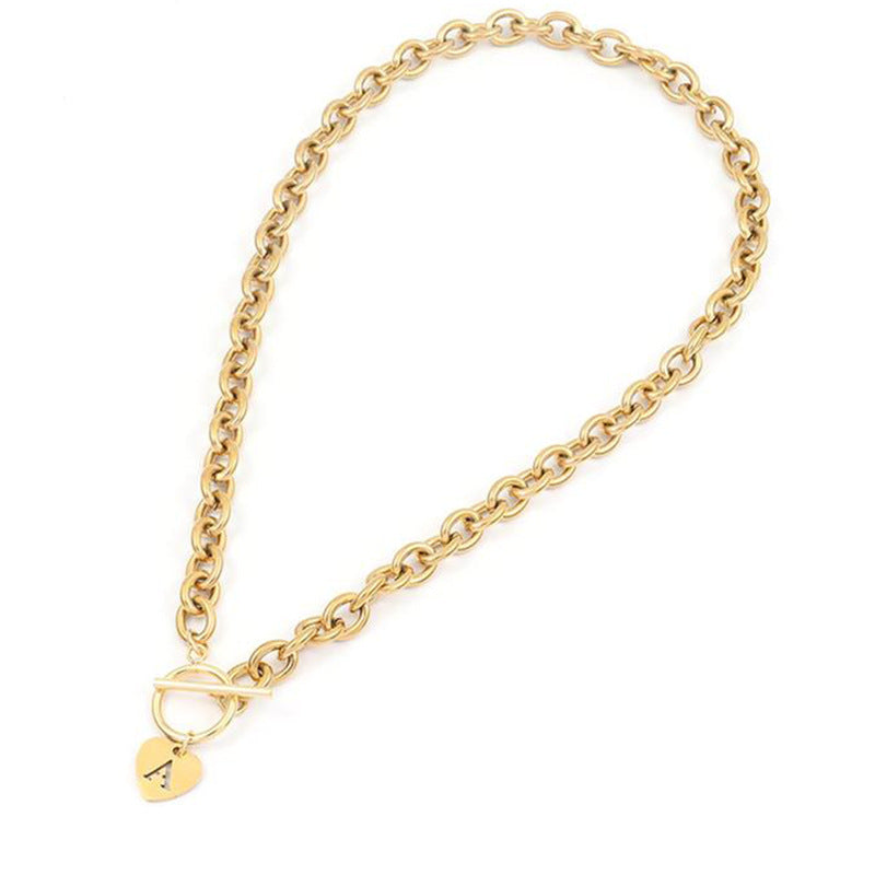 Letter Necklace Stainless Steel Heart Pendant - Norellé