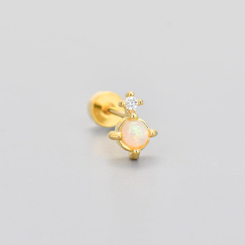 Flat-head Screw Twist Stud Earrings Opal Earrings - Norellé