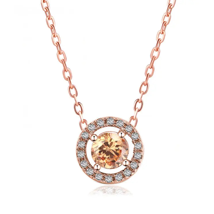 Women's Stylish Round Zircon Pendant Clavicle Chain - Norellé