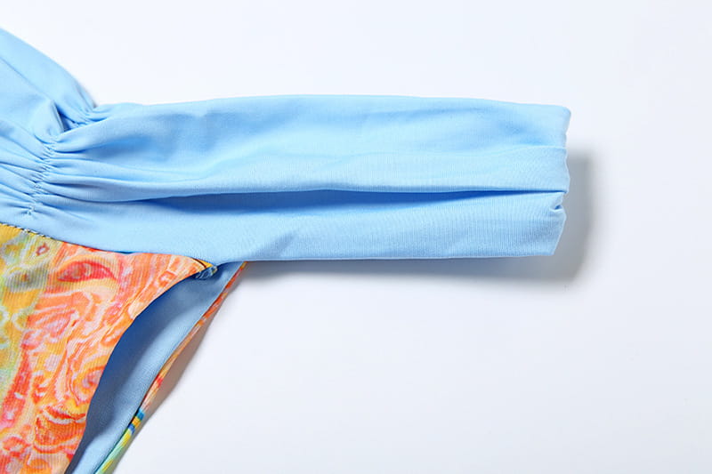 Women’s Printing Color Contrast Lace-up Three-piece Set