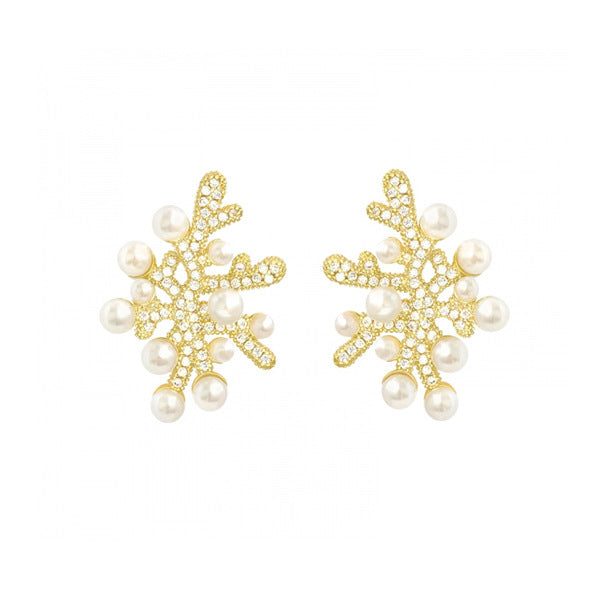 Sterling Silver Needle Temperament Special Interest Light Luxury Cold Coral Pearl Stud Earrings - Norellé