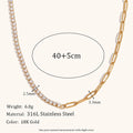 Bracelet Ornament Suit Stainless Steel Plated Zircon Chain Stitching Clip Necklace - Norellé