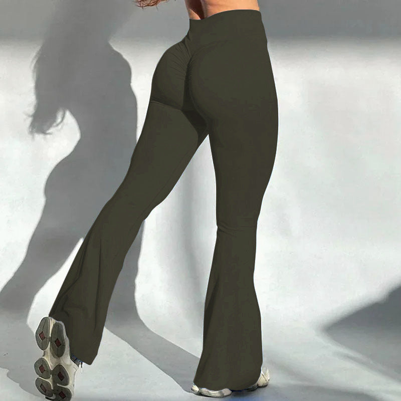 Yoga Rear Wrinkle Slim Fit Bell-bottom Pants - Norellé