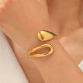 Retro 18K Stainless Steel Drop-shaped Interlaced Open-ended Bracelet Special-interest Design - Norellé