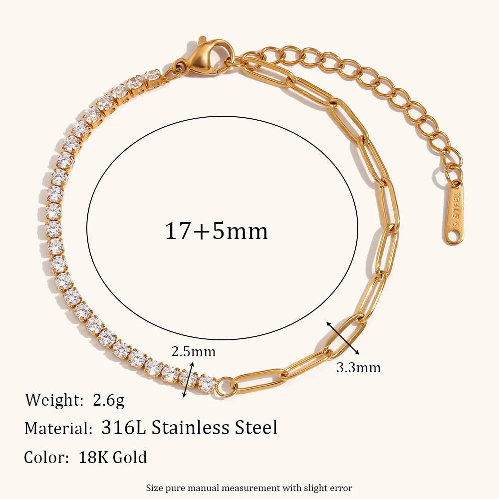 Bracelet Ornament Suit Stainless Steel Plated Zircon Chain Stitching Clip Necklace - Norellé